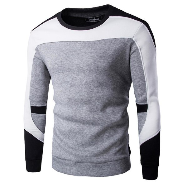 Herreoverdeler Rundhals Langermet Pullover Topp Casual Sweatshirt Black And Grey XL