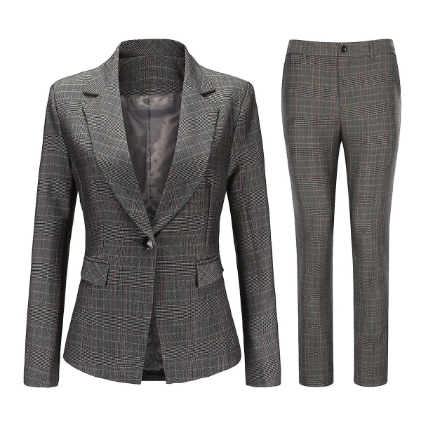Yynuda 2-delt Line Slim Fit Business Suit til kvinder Grey M