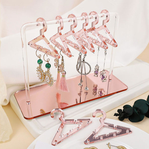 Ørering Organizer Stativ, Klar Akryl Smykkeholder Med Mini Søde Hængere rose gold