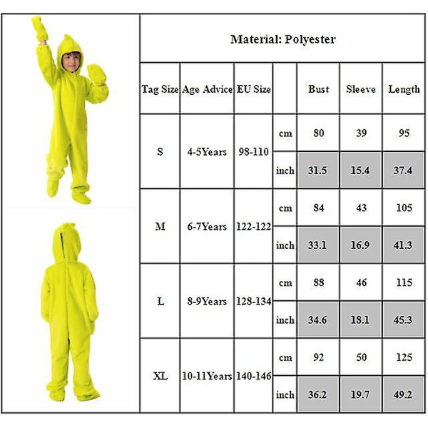4-11 År Barn Pojkar Flickor Grinchen Som Stal Julen Kostym Pyjamas Fleece Cosplay Kläder Presenter 8-9Years