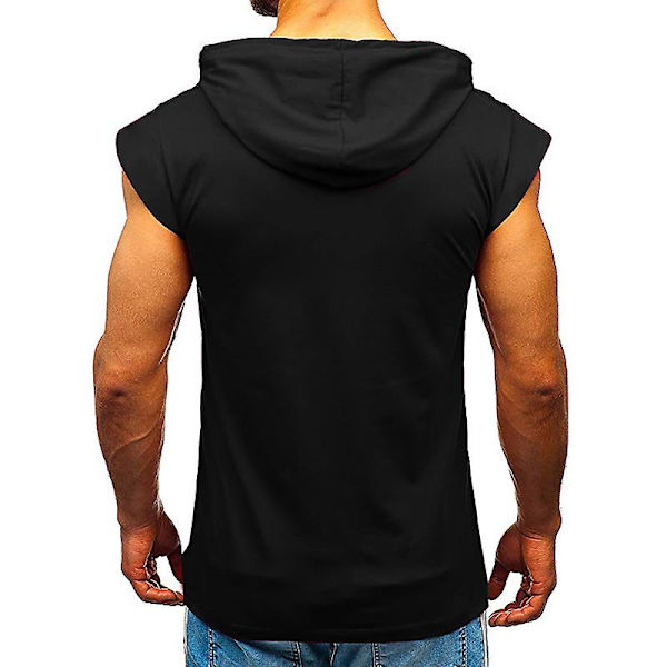 Herrarnas Kortärmad Hoodie Gym Sport T-shirt Tank Tops Black 2XL