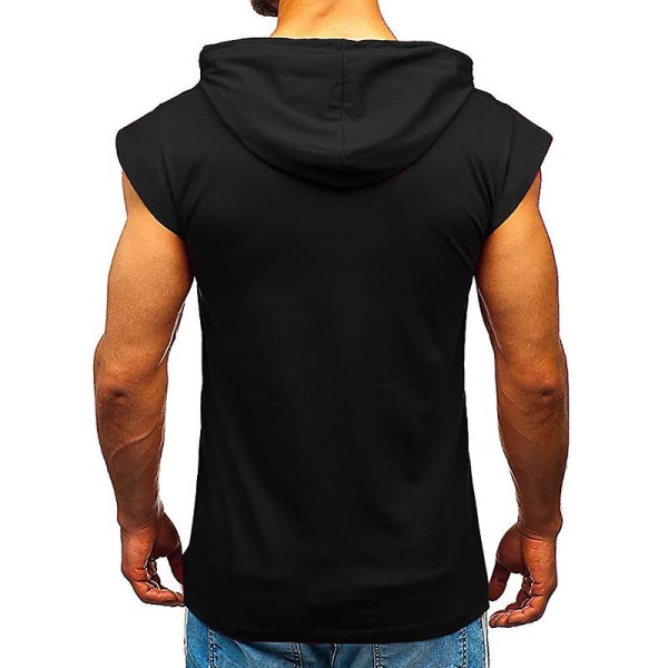 Herrarnas Kortärmad Hoodie Gym Sport T-shirt Tank Tops Black XL