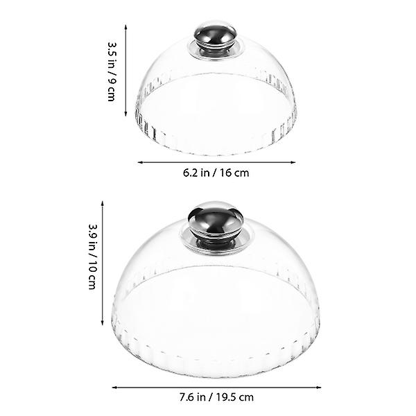 2 stk Matkuppeltrekk Kakekuppellokk med håndtak Klare kakeserveringskuppel dekorative kakelokk Matbeskyttere As Shown