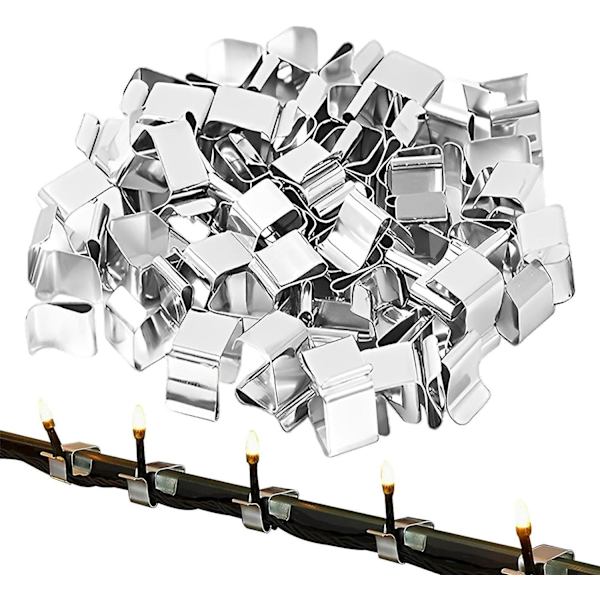 Julelys takrenner kroker, metall takrenne kroker kompatible med Fairy Lights, ferie lys tak kroker Jule lys klips lys hengere -ES L 14x22mm 100pcs
