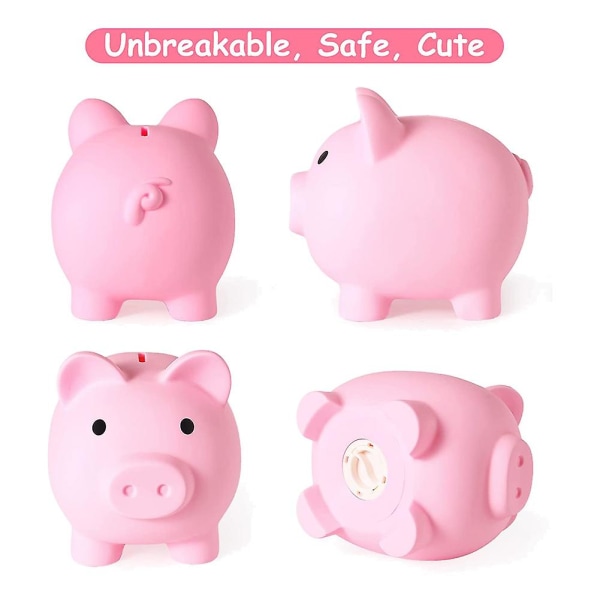Stor spargris, okrossbar plastpengarbank, myntbank för flickor och pojkar, praktiska presenter till pink