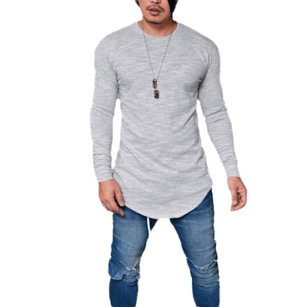 Miesten pitkähihainen perus T-paita Grey XL