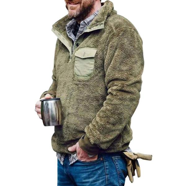 Hettegenser i Teddy Bear Fleece for Menn Green XL