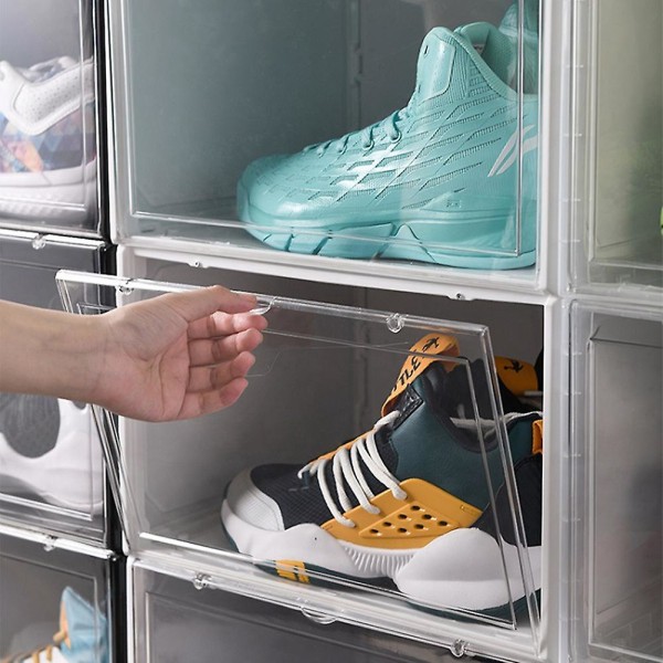 Magnetisk suge-sneaker-oppbevaringsboks Gjennomsiktig basketballsko Skoboks Display Skoskap Bla