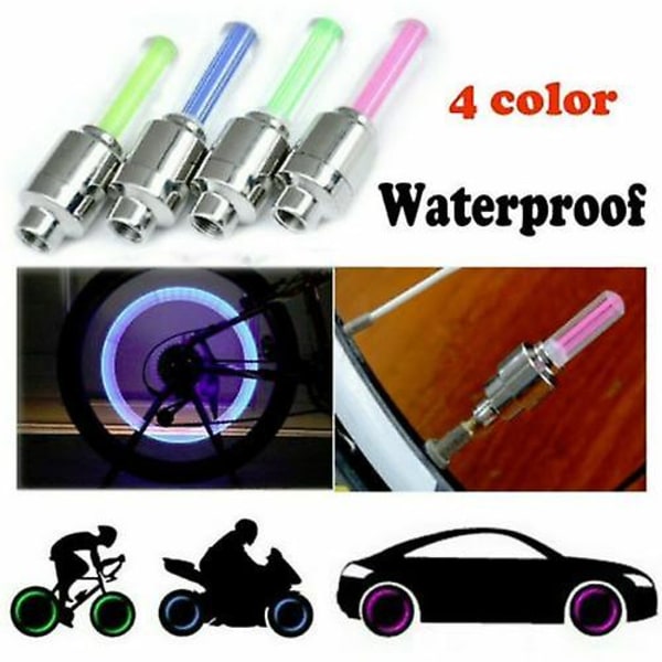 Vedenpitävä Led Wheel Light, Led Light Rengaspyörän venttiilinkorkit Green