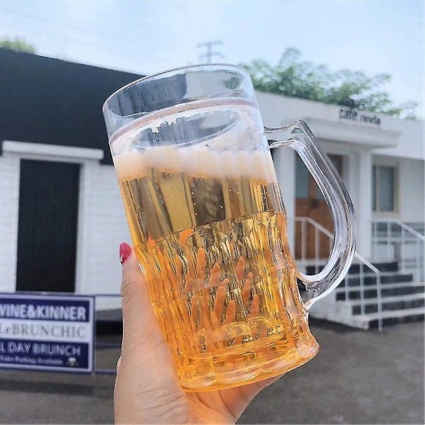 401-500 ml Tricky Beer Muki, Mezzanine Spoof -olutmuki, Creative Double Interlayer Summer Town Ice Spoof Fake Beer Muki