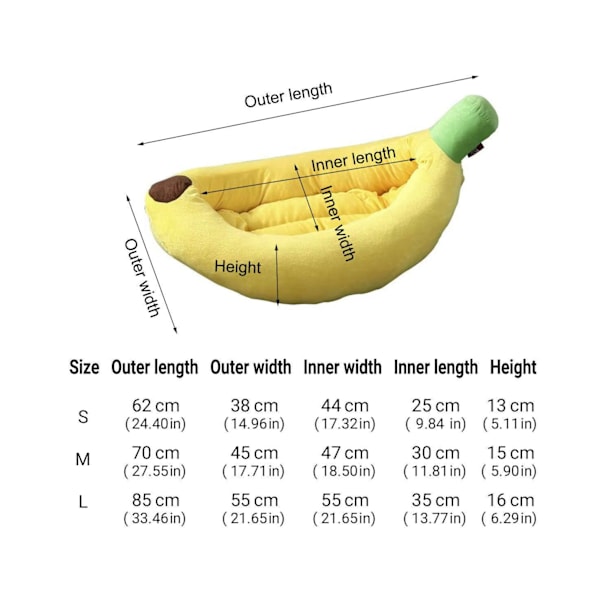 Sööt banaanin muotoinen lemmikkivuode, talvinen lämmin koiran ja kissan pesä, mukava lemmikkieläinten piirretty vuodematto S