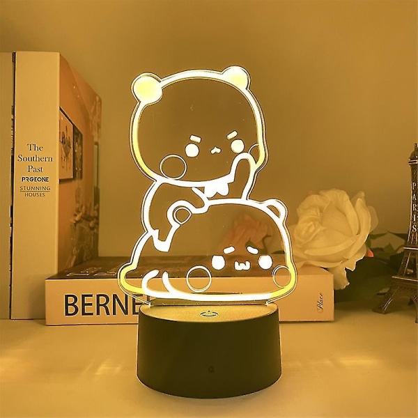 Bubu Dudu Panda Bear Figuurit Lelut Led Valon Vaihtoväri Kirkas pidike Home Derection Juhlalahjat -ES Gold 7 color