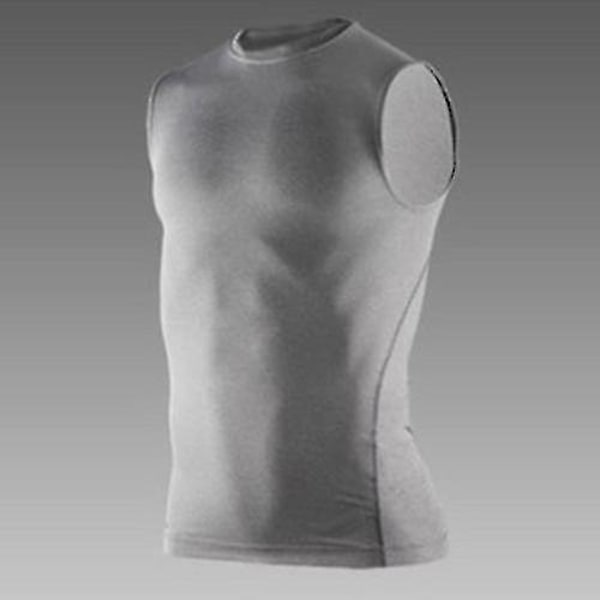 Herre Topper Base Layer Vest Ermeløs T-skjorte Trening Sport Tank Topper Grey L