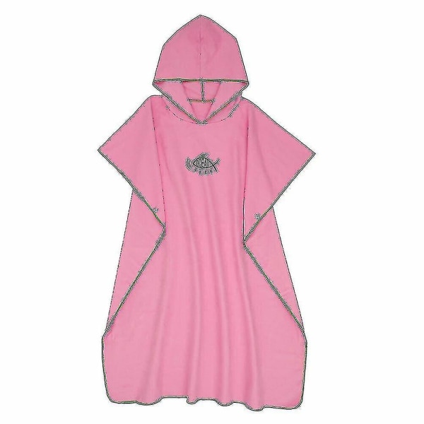 Strandhåndkle Poncho Badehette Quick Dry Badekåpe Svømmehåndkle Pink