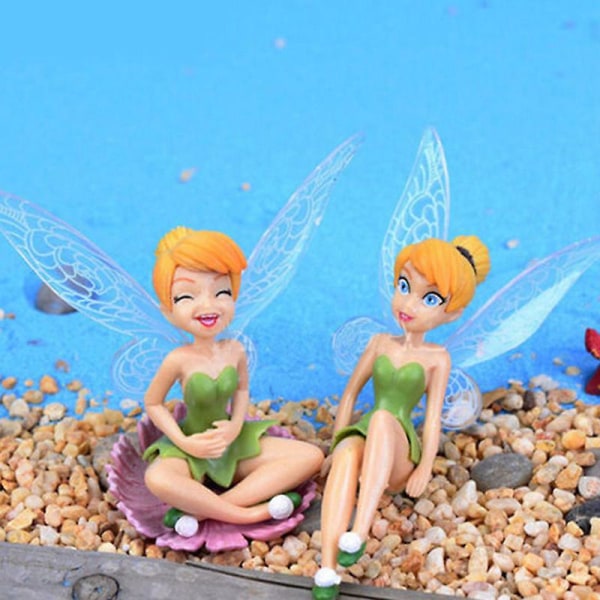 6stk Flower Fairy Pixie Fly Wing Family Miniatyr Hage Ornament Home Dcor -HG