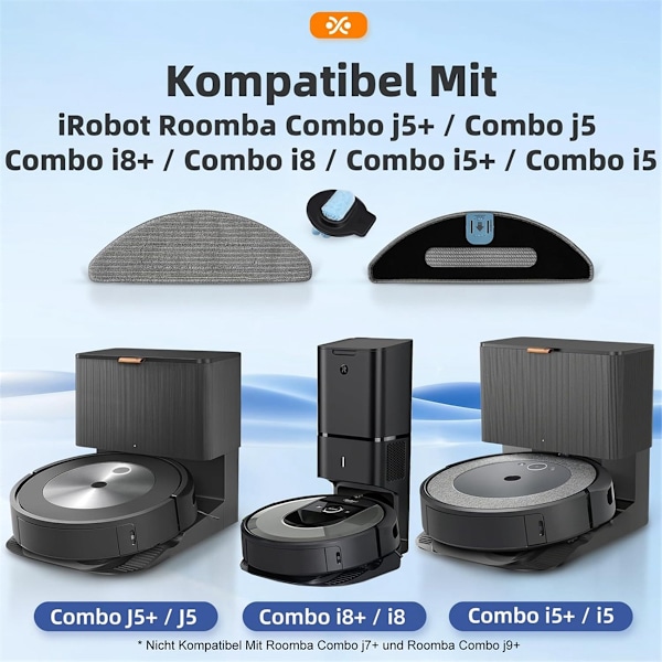 Til iRobot Roomba Combo I8+ / I8 / Combo J5 / Combo J5+ / Combo I5 / Combo I5+ Autom. Sugemoppe Robot Vaskbare Mopper