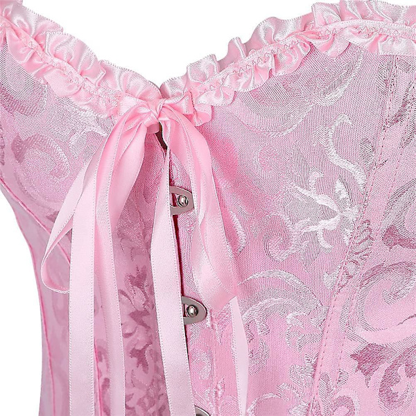 Szivyshi Kvinders Overbust Sweetheart Snøre Plastikknogler Korset Bustier Top -ge Pink 4*L Plus