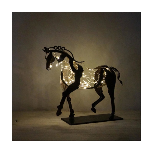 Häst Skulptur Metall Led Djurskulptur Hem Restaurang Dekoration Inflyttningspresent -ES Luminous
