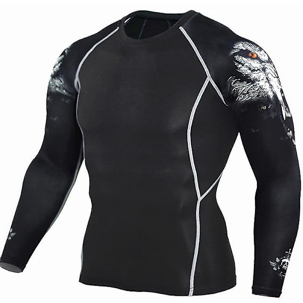 Herre Compression Base Layer Topper Sport Gym Muscle T-skjorte 1 M