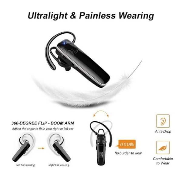 Handsfree Trådlöst Bluetooth-headset med CVC6.0-mikrofon för iPhone Android [050ACBB]