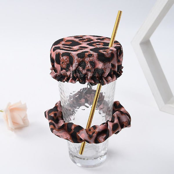 Drikkedæks-Scrunchie - Den Genanvendelige Drikkevare-Spikning Forebyggelses-Scrunchie Som Set I Shark Tank Til Kvinder Brown leopard print