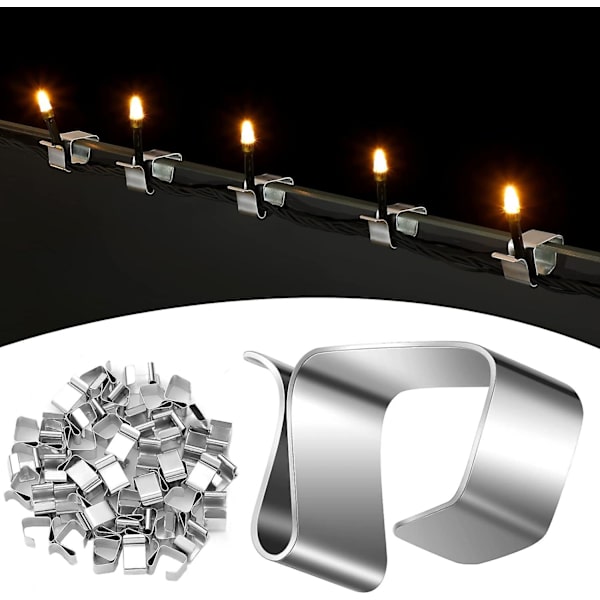 Julelys takrenner kroker, metall takrenne kroker kompatible med Fairy Lights, ferie lys tak kroker Jule lys klips lys hengere -ES S 14x20mm 50pcs
