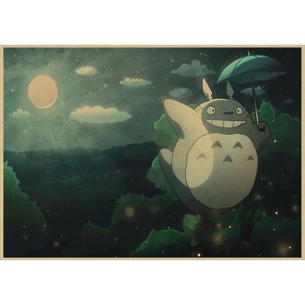 Vintage Retro Paper Anime Poster Tonari No Totoro Miyazaki Väggdekor Vintage Heminredning Barnrumsdekoration 1 30X21CM