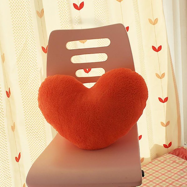 Hjärtformad kudde Plysch Enfärgad Blockerad Rosa Grön Röd Gul Kärlekskudde Soffa Dekorationskudde 46*32cm Orange