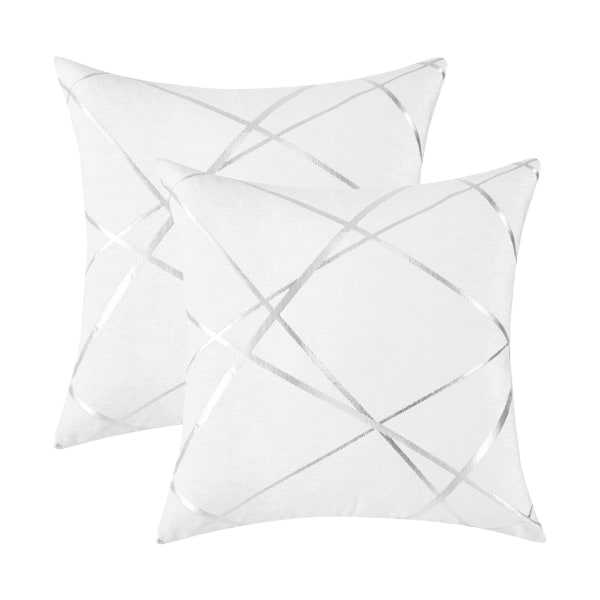 Dekorativ sofa pudebetræk, sofa tyk pude pudebetræk, firkantet grå luksus pude 2 sæt -55x55 cm Blanc