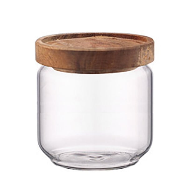 400 ml Glasburk med Trälock, Lufttät Behållare för Köket, Matförvaring, Spannmål, Te, Kaffebönor