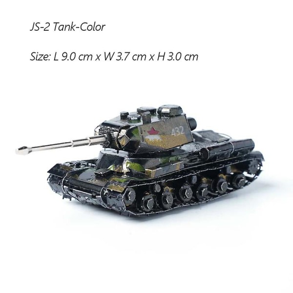 3D Metallpussel DIY Manuell Berömda Tank Militärserie Tiger Tanks T-34 Js-2 M1a1 Tankmodell Montera Pussel JS-2 Tank-Color