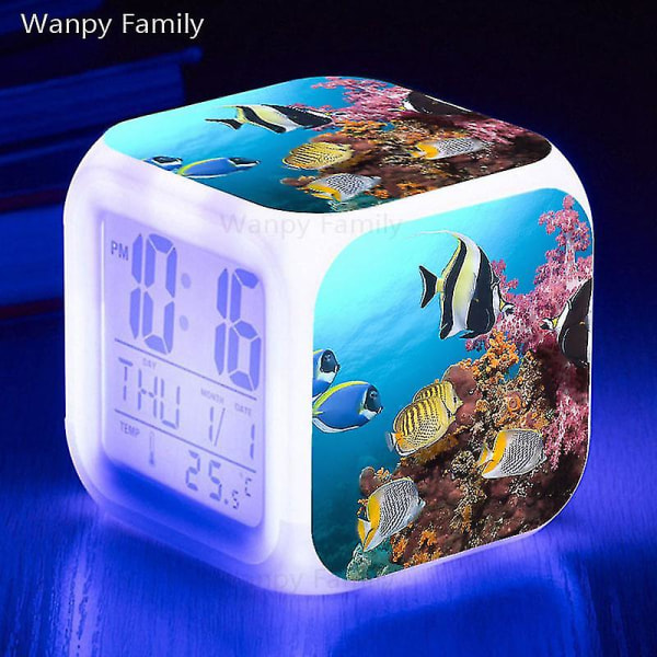 Otwoo 2023 New Dolphin Alarm Clock Barnerom Vekking Timer Touch Flash Lite nattlys Skrivebordsklokke gaver til student og barn 12