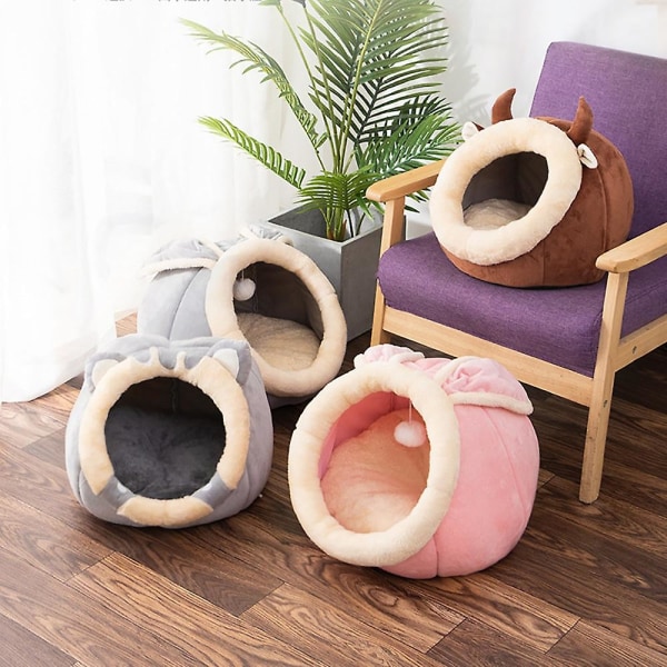 Katteseng Hus Kennel Rede Rundt Kæledyr Sove Hule Killinger Senge Kæledyr Kurv Hyggelig Killinger Lounger Pude Kat Hustelt Hundehus B L (48X45X37cm)