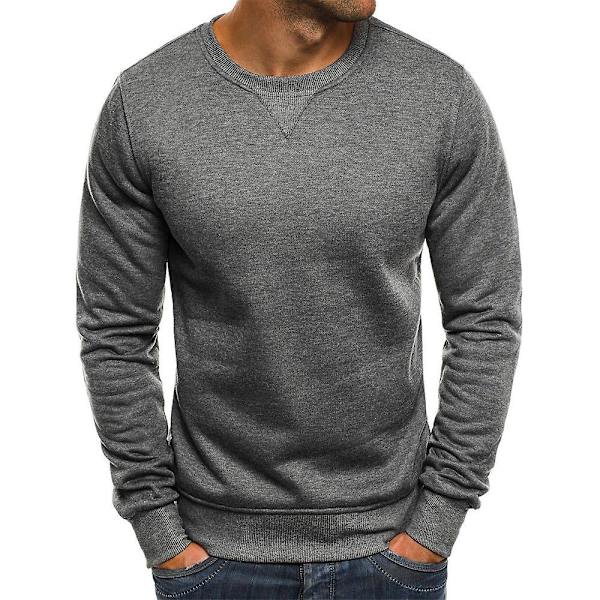 Miesten topit Crew Neck T-paita Solid pitkähihainen casual villapaita Dark Gray M