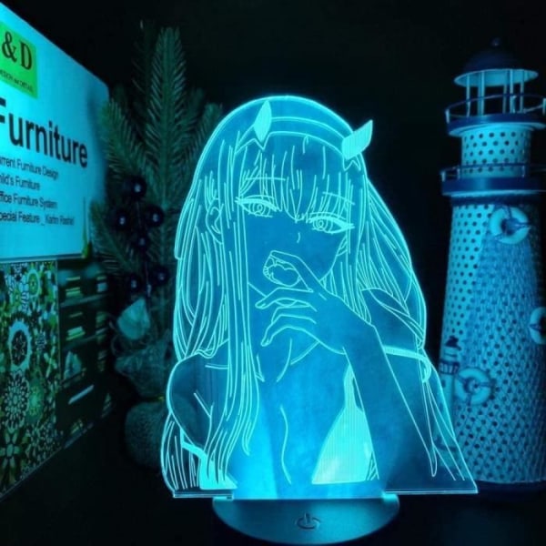 Tatapai Zero Two 002 Darling in The FRANXX 3D Lampa Anime Illusion Nattlampa Lampara Belysning för Present AM3521 -h