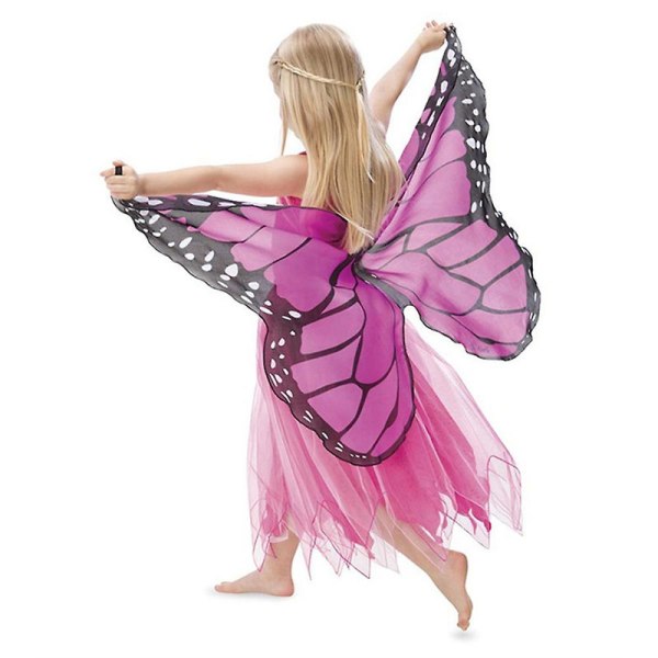Børn pige sommerfugle vinger Kappe med maske Fairy Pixie Cosplay kostume-W2