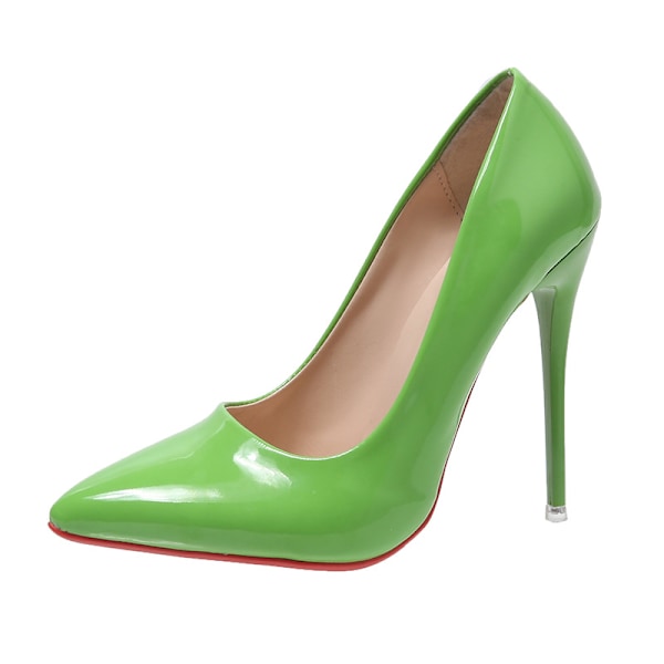 Damskor, röda högklackar, sexiga spetsiga 12 cm klackar Green 43
