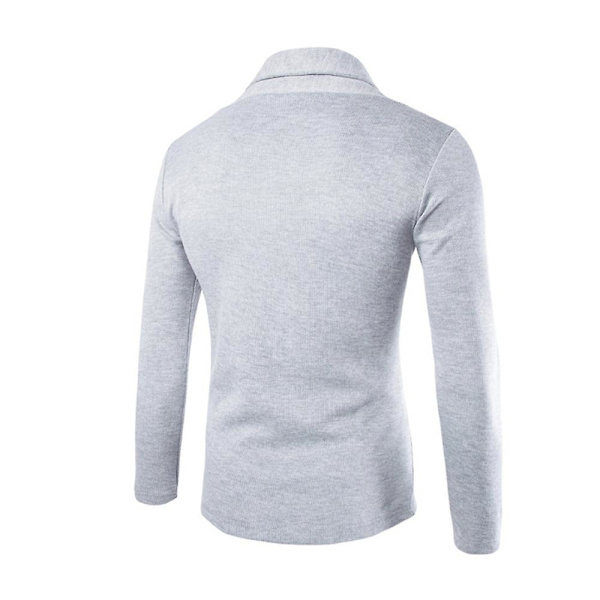 Män Lapel Neck Långärmad Öppen Front Cardigan Business Casual Ytterkläder Light Grey L