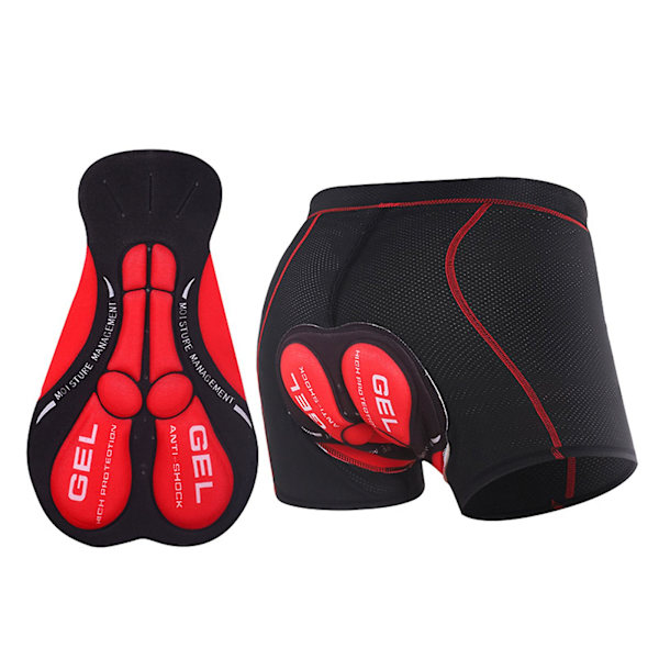 Polstrede cykelshorts Cykelundertøj 5d åndbare bukser Shorts Mtb Damer Mænd Red  Black L