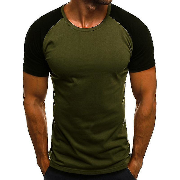 Mænds Trænings T-shirt Sports Kortærmet Toppe Army Green 2XL