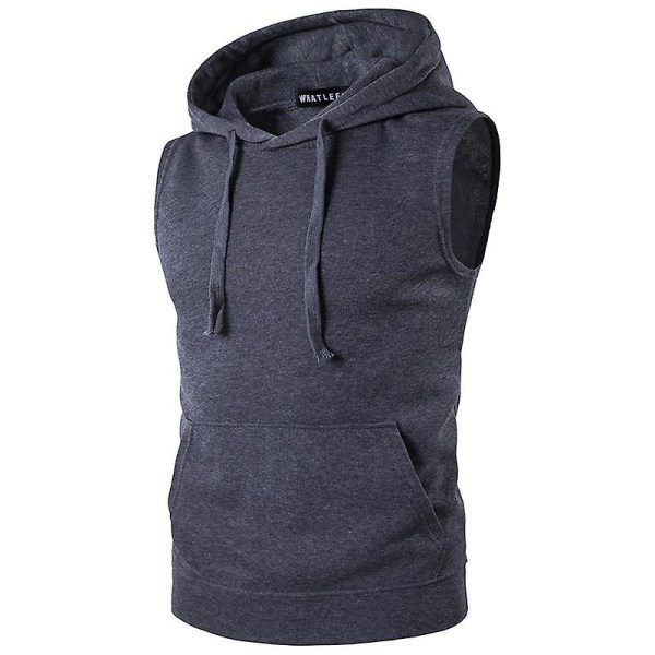 Ermeløs hettegenser for menn Gym Sport Vest Dark Grey L