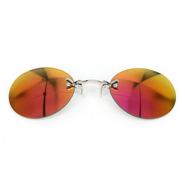 Matrix Morpheus Movie Miesten Retro Pyöreä Linssi Clip On Nenälasit Reunattomat aurinkolasit -ge Red Diaphragm Lens
