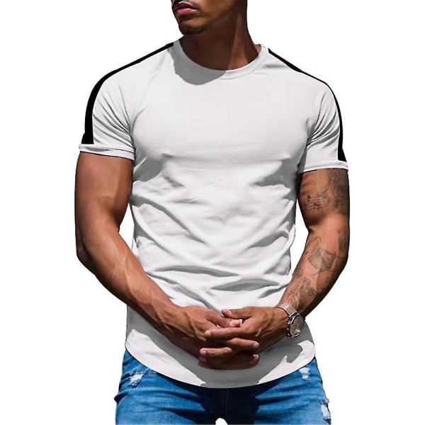 Mænds Kortærmet Rundhals Fitness Top T-shirt White 2XL