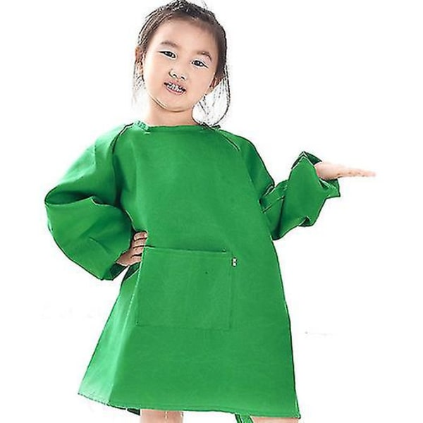 1 kpl pitkähihainen esiliina maalaus takin cover piirustus taide työvaatteet suoja, yhteensopiva lasten ja lasten kanssa green S(85-100cm)