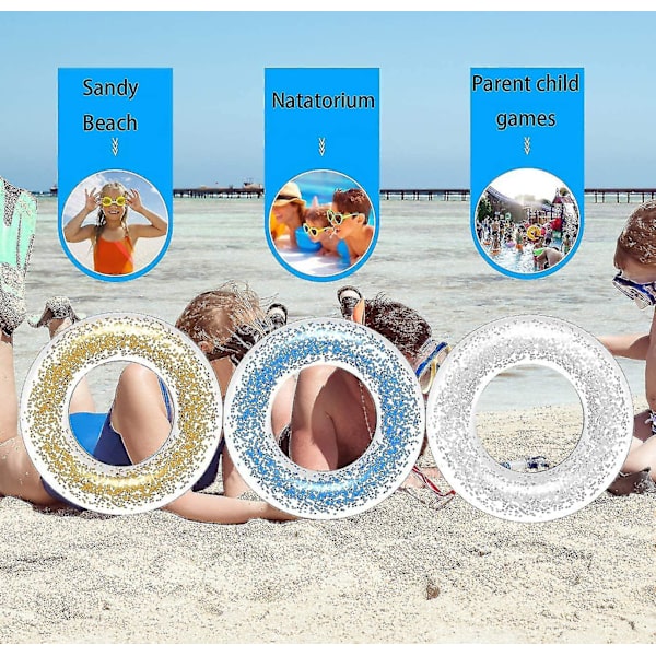 Svømmering, Oppustelig Pool Float, Klare Float Tubs, Glitter Svømmering, Pool Legetøj til Sommer Swim Pool Strand Legetøj blue 60cm