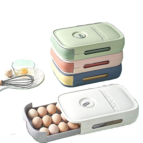 Laatikkotyyppinen munasäilytyslaatikko Jääkaappi Organizer Keittiön munarasiasäiliö Pink