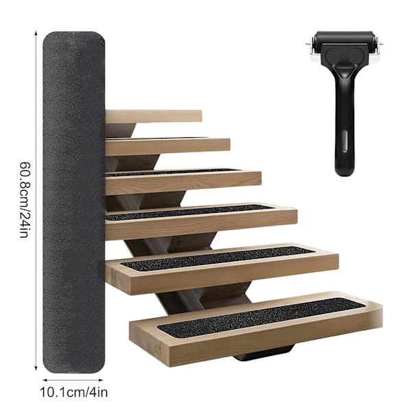 Trappstegsremsor med halkfritt utomhustejp (15-pack/låda) Halkfria remsor Kompatibla med trappor Golv Dusch Black 4*24in