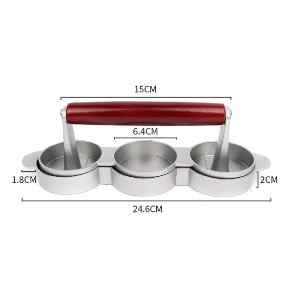 Mini Hamburger Pressar Nonstick 3 Fack Små Biffar Press Trippel Beef Maker Form Machine Kött Kitc silver