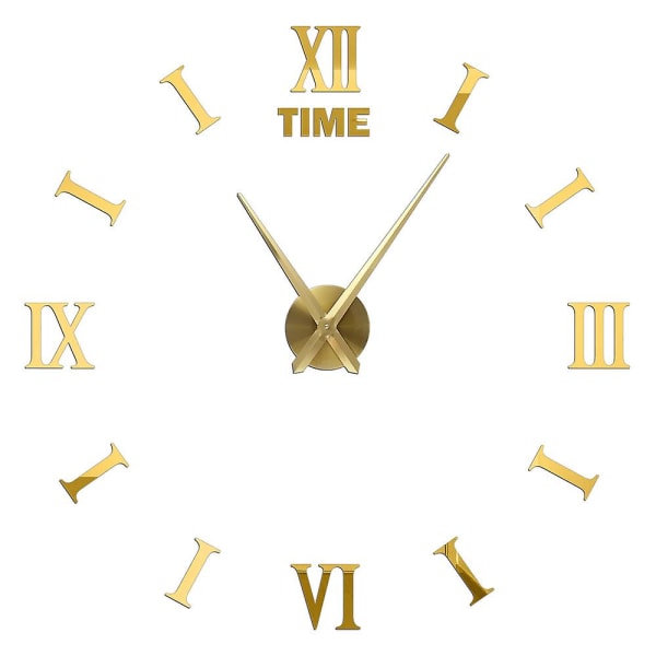 Romerska Siffror Väggklockor 3d DIY Spegel Väggklocka Akryl Dekal Mode Kvarts Klockor Titta Hem Dekoration Reloj De Pared Gold 3 27inch 2D (No EVA)