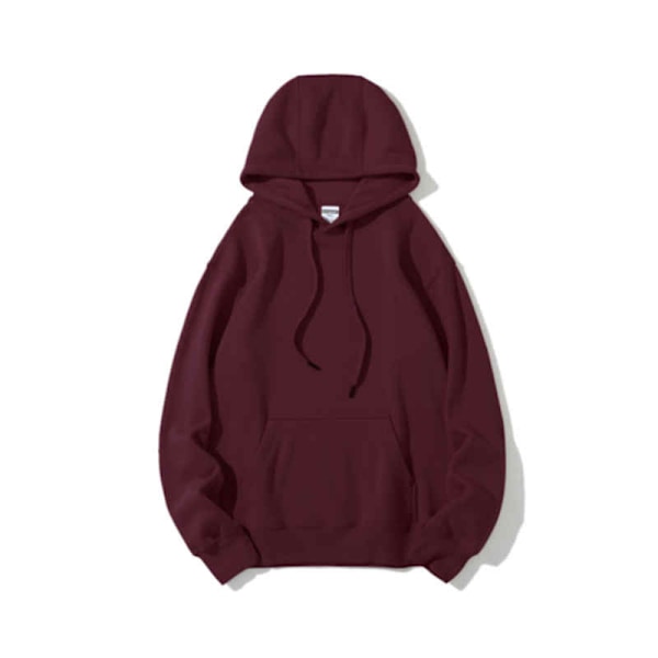 Efterår og vinter stil fleece casual langærmet hættetrøje Wine Red XXL